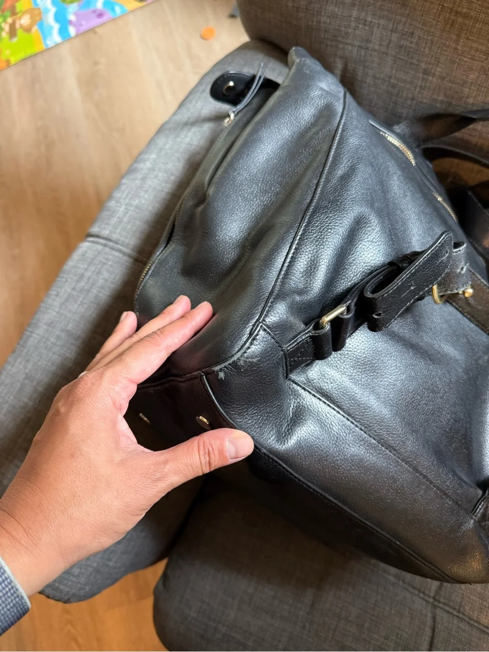 Mina Baie Full Leather Harper Diaper Bag Backpack